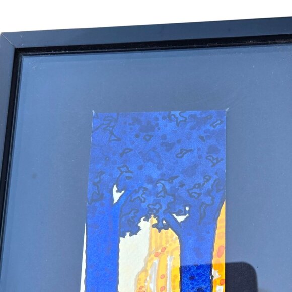 Nicola Perucca Framed Watercolor An Ancient City 2006 Wall Art 16 inch Blue Tree - Picture 9 of 16